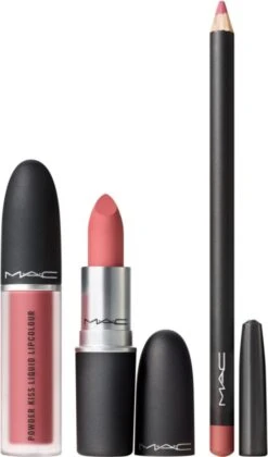 MAC Cosmetics Holiday Powdered Snow Kiss Lip Kit -Estée Lauder Boutique mac cosmetics holiday powdered snow kiss lip kit coffret cadeau pink teinte 1